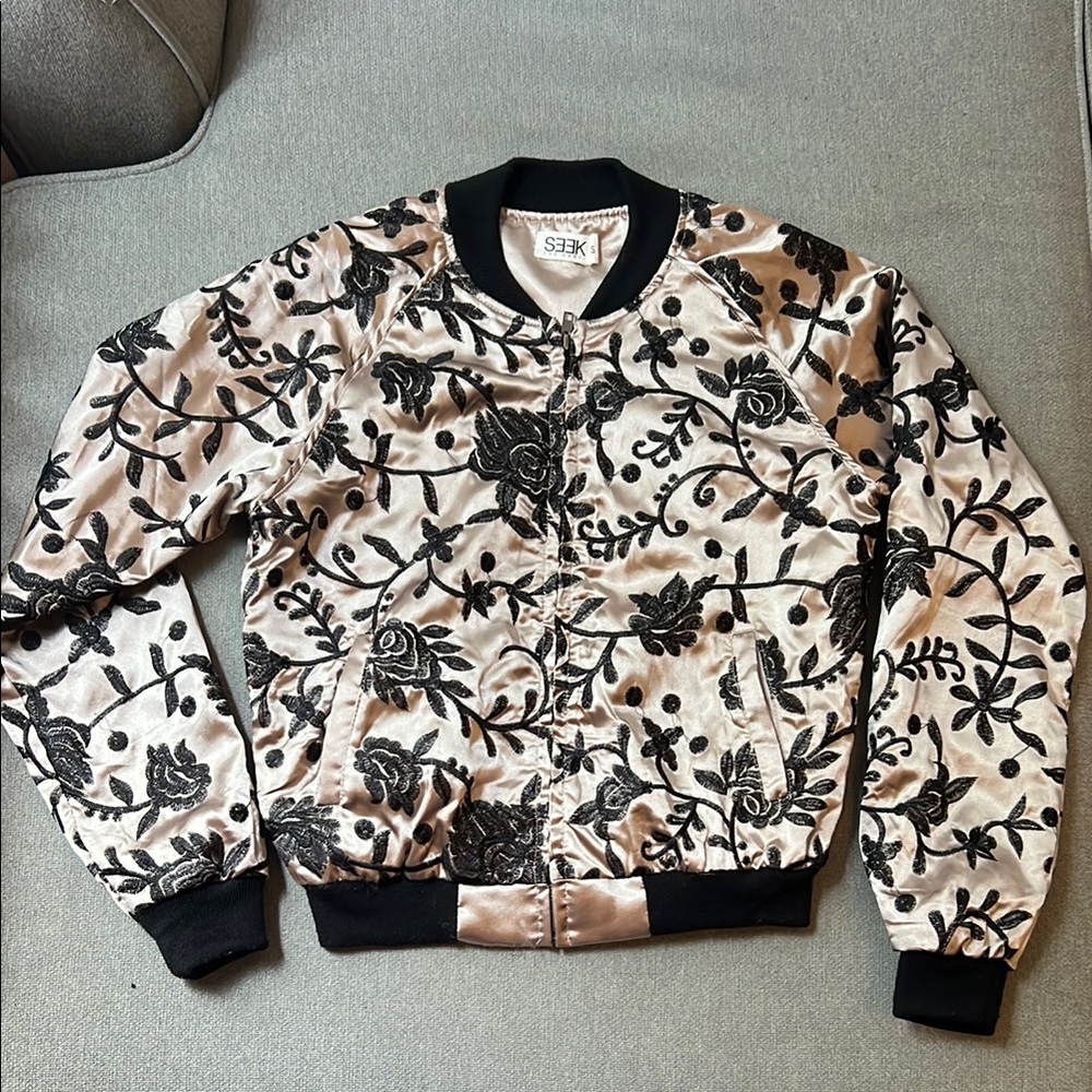 Floral Embroidered Bomber Jacket